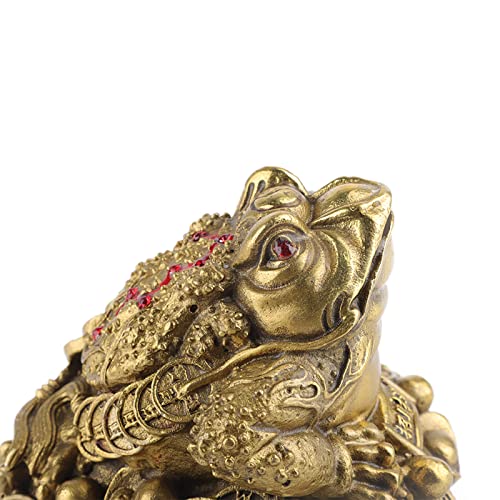 Chinese Feng Shui Frogs Brass Golden Toads Threelegged Statue Money Frogs Wealth Lucky Home Office Decoration Toads Lucky Pray Decoration(M) - Image 3