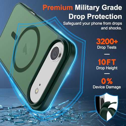 Image of SUPFINE Magnetic for iPhone Air Case (Compatible with MagSafe)(Military Grade Drop Protection) Slim Translucent Matte Shockproof with Anti-Fingerprint Phone Cover for 17 Air,Forest Green