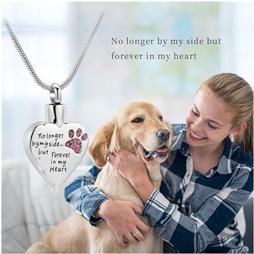 VCCWYQK Urn Necklace for Ashes Personalized Urn Pendant Heart Necklace Pets Paw Print Keepsake Waterproof Memorial Gifts for Dogs - Image 4
