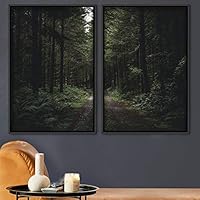 2 Piece Framed Canvas Wall Art Brown Forest Canvas Prints Home Artwork Decoration for Living Room,Bedroom - 16