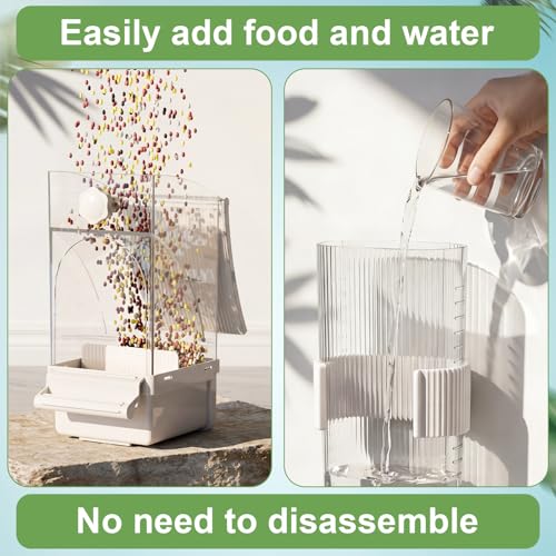 Novabright No Mess Bird Feeder Water Dispenser Set, Automatic Transparent Bird Food Container and 12 oz Automatic Water Feeder for Small Birds Parrot, Cockatoo, Canary, Cage, Lovebird, Budgies(White) - Image 5