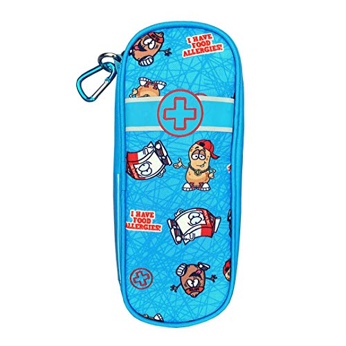 AllerMates Children's Premium Medical Allergy Kids Carrying Case for EpiPen or Auvi-Q, and Benadryl (Tickled Teal)