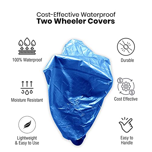 Image of Supreme Silpaulin Multilayer Cross Laminated UV Stabilized Waterproof Two Wheeler Covers for Bike Scooter Scooty Activa to Protect from rain Sunlight dust and Others (Blue, Medium)