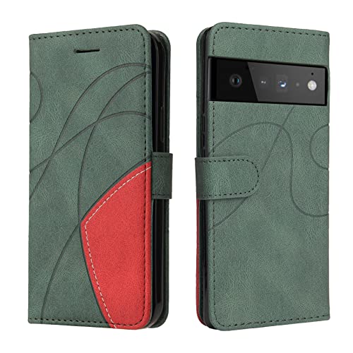 CXTcase for Google Pixel 6 Pro Case,Wallet PU Leather Flip Folio Case Cover with Card Holder Slots Magnetic Closure,Protective Phone Case for Google Pixel 6 Pro,Green