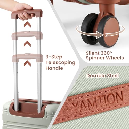 Image of YAMTION Luggage Sets 6 Piece,Hardside 20In Suitcase with Spinner Wheels,TSA Lock,Carry On Suitcase Travel Essentials for Personal Items,Green