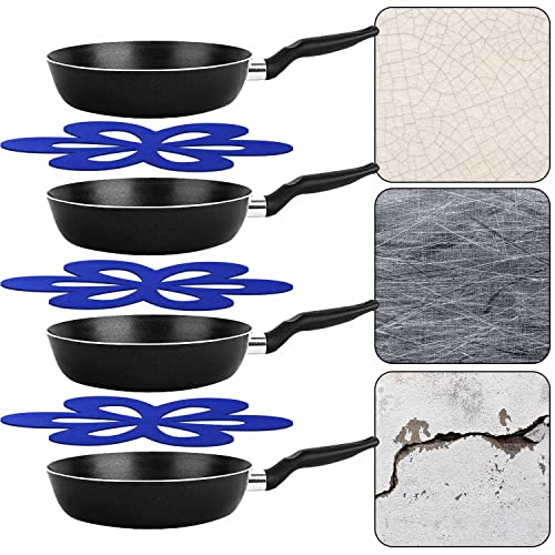 Pfannenschoner Filz,KINHARD 12 Stück Blumenform Stapelschutz35CM Königsblau 25CM Himmelblau 20CM Silbergrau 15CM Rot für… - Image 5