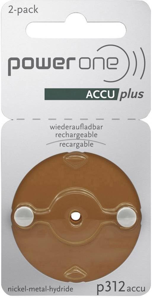 Powerone Accu Plus Rechargeable Hearing Aid Batteries Size 312 - Pack of 2