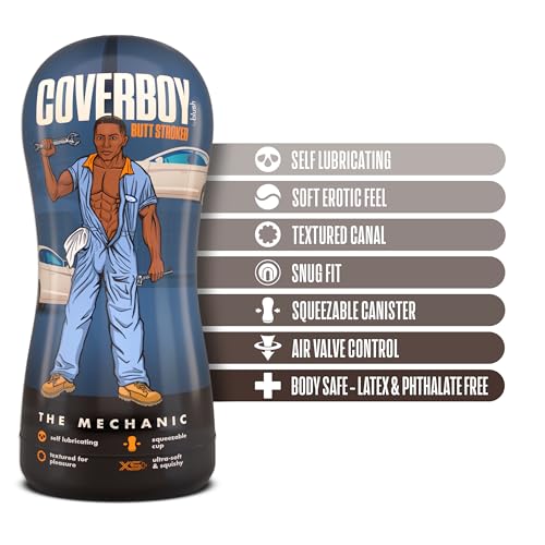 Image of Blush CoverBoy The Mechanic Male Masturbator Cup - Self-Lubricating Anal Stroker Pocket Pussy, PerfectFlo Suction Control, Realistic Flesh Feel, Portable Penis Stimulator, Blowjob Sex Toy for Men