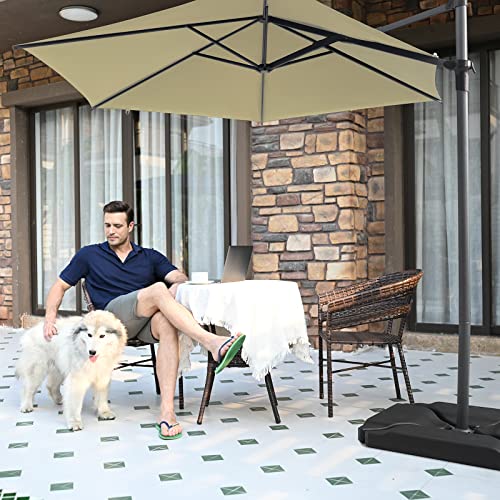 Gardesol 10Ft Umbrella Outdoor Patio, Easy Operation, 240G Solution-Dyed Fabric, Uv Protection, Fade Resistant, Outdoor Offset Umbrella For Porch, Deck, Pool, Backyard, Beige #TOP1