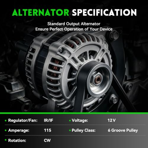 Image of 11231N Alternator for Chrysler 200 2011-2013, Sebring 07-10, Fit for Dodge Avenger 08-13, Caliber and Jeep Compass 07-12, Patriot 07-17, A2TJ0481 AMT0194 VMT0194 4801323AC 4801323AD
