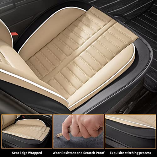 Rawakorw Car Seat Covers Fit For Ford Escape 2001-2023 Faux Leather 2 Front Seats Waterproof Interior Accessories Seat Cover Protector Airbag Compatible (2 Pcs Front Black&Beige) #TOP4