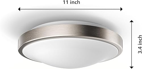 Miniatura 2 de Lámpara de techo de montaje empotrado de 11 pulgadas, paquete de 2 unidades, color blanco seleccionable, níquel cepillado, 1200 lúmenes (16 W = 75