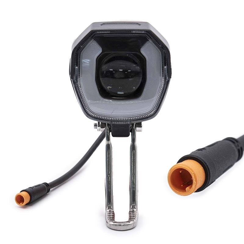 Compatible avec Phare Trottinette Électrique LED avec klaxon noir 12-72v avec connecteur étanche