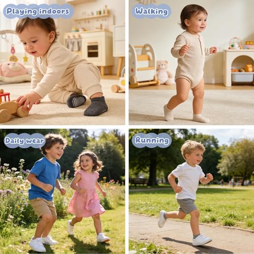 Image of Baby Non Slip Ankle Socks with Grippers (9 Pair) for 6 months-5 years Infant Toddler Boys Girls