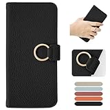 MAGICASE For Xperia 10 VI ケース 手帳型 おしゃれ リング付き エクスペリア 10 VI ケース 手帳型 かわいい 女性 SO-52E ケース シンプル 美しい 財布型 SOG14 ケース エレガント 人気 ストラップホール付き マグネット式 カード収納 スタンド機能 高級PU 肌感レザー 耐衝撃 レディース 手作 落ち着いた色 レトロ（ブラック）