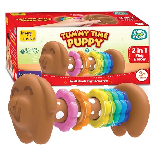 Image of Imagimake Tummy Time Puppy | Leaps & Bounds Baby Toys for 3+ Months |Toy for Toddlers, Infants | 2-in-1 Play & Grow - Squeaky Sounds | Non- Toxic | New Born Baby Gifts for 3+Months