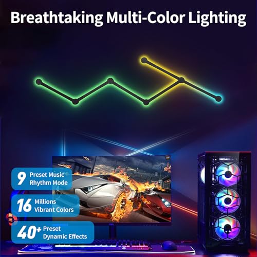 TOHETO RGB Wall Light, LED DIY Geometry Splicing Gaming Lights - Image 3