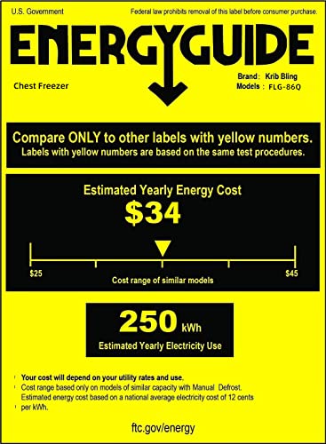Krib Bling Chest Freezer 5.0 Cu.ft Mini Adjustable 7 Thermostat Compact Deep Freezer Top Door Low Noise With Removable Basket Black #TOP6