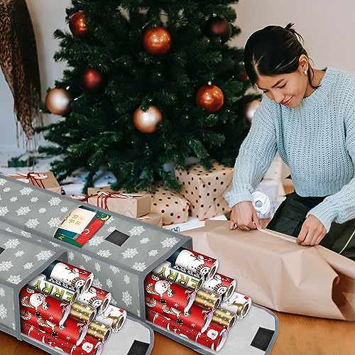 2x Aufbewahrungstasche für Geschenkpapier, Wasserdicht, Schwerlast Reißfest 600D Oxford Gewebe Weihnachtspapier Geschenkpapier Aufbewahrung Organizer Tasche (74x14cm)
