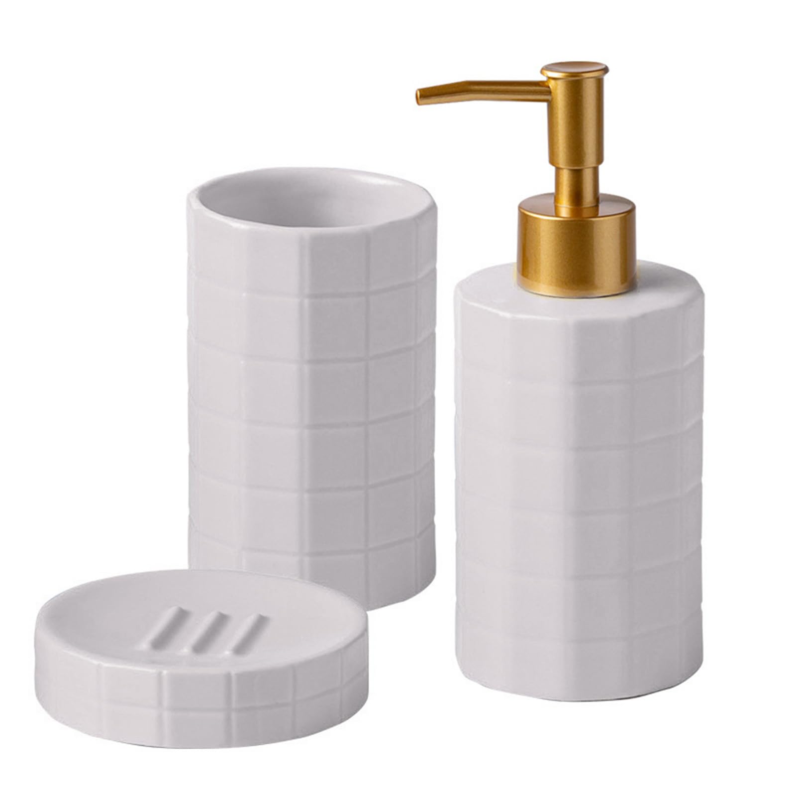 APGLSXY Ceramic Bathroom Set with NonSlip Base Toiletry Includes Soap Dispenser, Toothbrush Holder for Modern Bathrooms Porcelain Soap Dispenser
