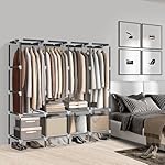 LOKEME Wardrobe Closet，Black Portable Closet with Zippers，65.4Inches 19mm Diameter，Portable Closets for Hanging Clothes，with 4 booms and Storage cabinets，Spacious Large -Capacity Storage Space - Image 3