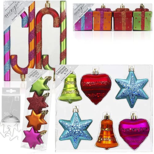 Inge Glas feiermeier® Mille Fiori 72-TLG. Zuckerstangen 14 cm Set bruchsicher Geschenkboxen Sterne Herzen Glöckchen 6, 7 & 8 cm Cover