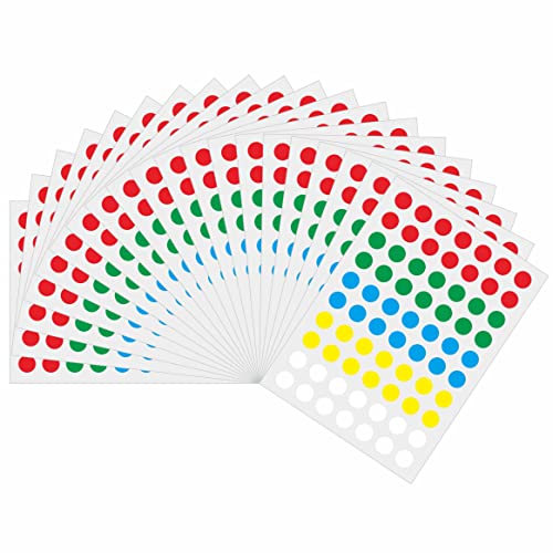 Hybsk カラーラベル 丸 1400枚 丸シール 8mm 20シート 5色ラベル 円形 事務用品 オフィス用 シール 丸 (5色)