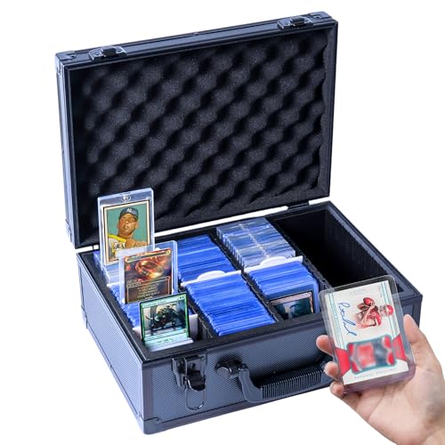 KUOOKING Premium Top loader Storage Box With Card Dividers For 3 X 4 Rigid Cards Holds 530+ 35pt Toploaders Trading Card Storage Box Suitable For TCG And Magnetic Card Holders, Black, K00SBa3