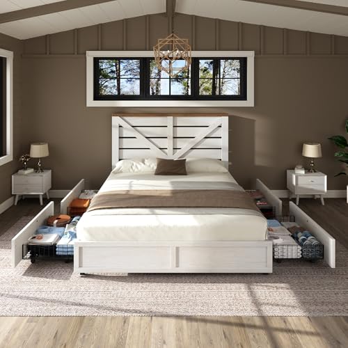 Image of AMERLIFE Full Size Bed Frame Set with 4 Drawers, 3-Piece Bedroom Set