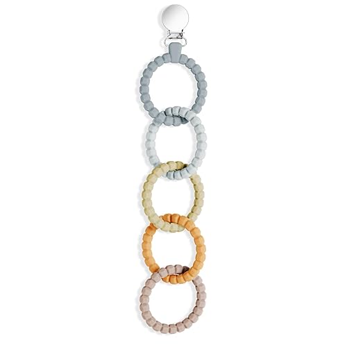 Vicloon Anillos mordedores de silicona, anillos de mordedor para bebés, enlace de mordedor para bebé con clip para chupete, juguete masticable para