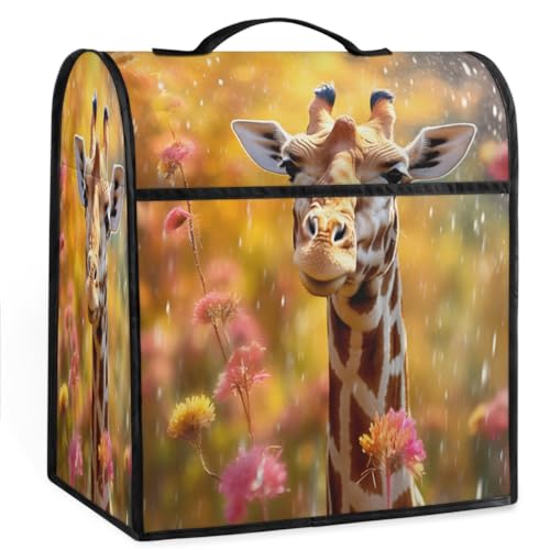 Coffee Maker Cover Giraffe Animal Kitchen Appliance Covers Small Appliance Covers Blender Cover Juicer Cover Dust Covers for Kitchen Appliances with Top Handle and Pockets,Washable,B74
