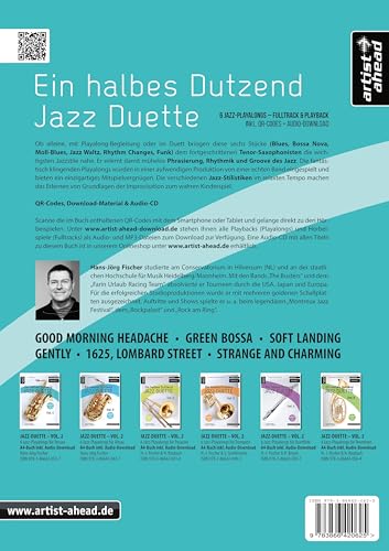 Ein halbes Dutzend Jazz-Duette Vol. 1 - Tenorsaxophon: 6 Jazz-Playalongs – Fulltrack & Playback (inkl. QR-Codes + Audio-Download). Spielbuch. Noten für Saxophon.