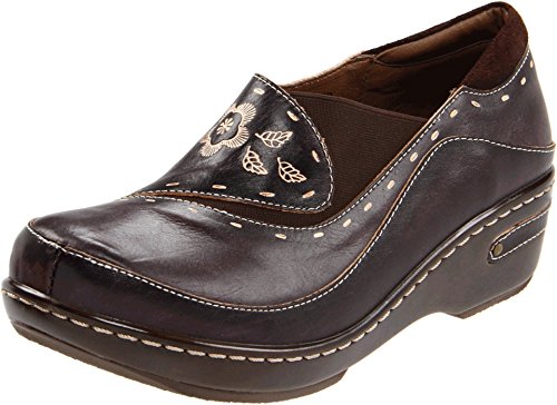 Image of Spring Step L'artiste Burbank Leather Clogs for Women | Designer Hand-Painted Slip-On Shoes | Ladies Casual Platform Clog