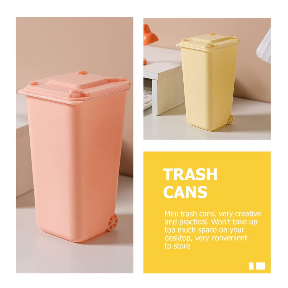GANAZONO Lot de 4 mini poubelles à roulettes pour jouets en bordure de trottoir, porte-stylo, pot à crayons, organiseur de bureau