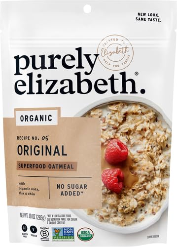 Image of Purely Elizabeth Superfood Oats - Gluten-Free Oats & Non-GMO Project Verified | 100% Vegan & Packed with Protein & Fiber | Original - 10oz (Pack of 4)