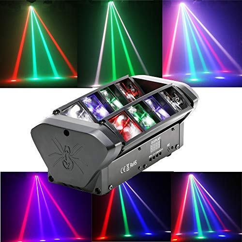 HSL Moving Head stage light,Moving Head spot light,Spider Moving Head 8 Beam Light RGBW DMX Sound Activated for Party Pub Disco Show Wedding Event Stage Lighting DJ Equipment (Spider-2Pack)