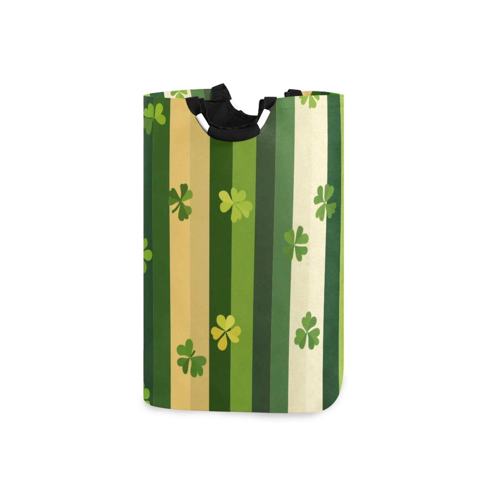 Jihqo Laundry Hamper Basket St Patrick's Clover Pattern Collapsible Nursery Storage Bin Waterproof Clothing Baskets for Home Bedroom Bathroom Washing Room