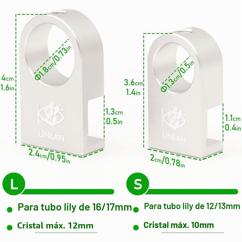 LINLAN Entrada/Salida Lily Pipe Acero Inoxidable 304 con Soporte Mini de Aleación de Aluminio, Salida giratoria 360°, para Manguera Filtro 16mm ID, para Acuarios Sin Marco (16mm)