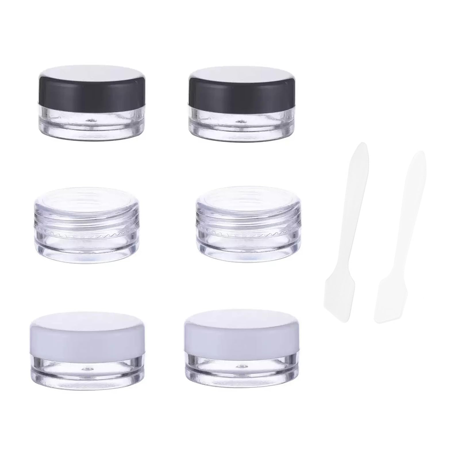 Meiyea 6 Pack Mini Cosmetic Containers - Transparent Sample Jars with Spoons, Travel Size Cream Pots for Face Cream, Lotions, Samples & Skincare - Multicolor