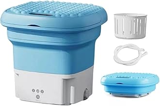 UpGraded SeMi-AuToMaTiC FoLding 11L CoMpact MiNi WaShing MaChine WiTh SpIn DrYer – DeEp ClEaning PoRtable WaSher FoR UnDerwear, BaBy ClOthes, AnD SmAll LaUndry LoAds (A1)