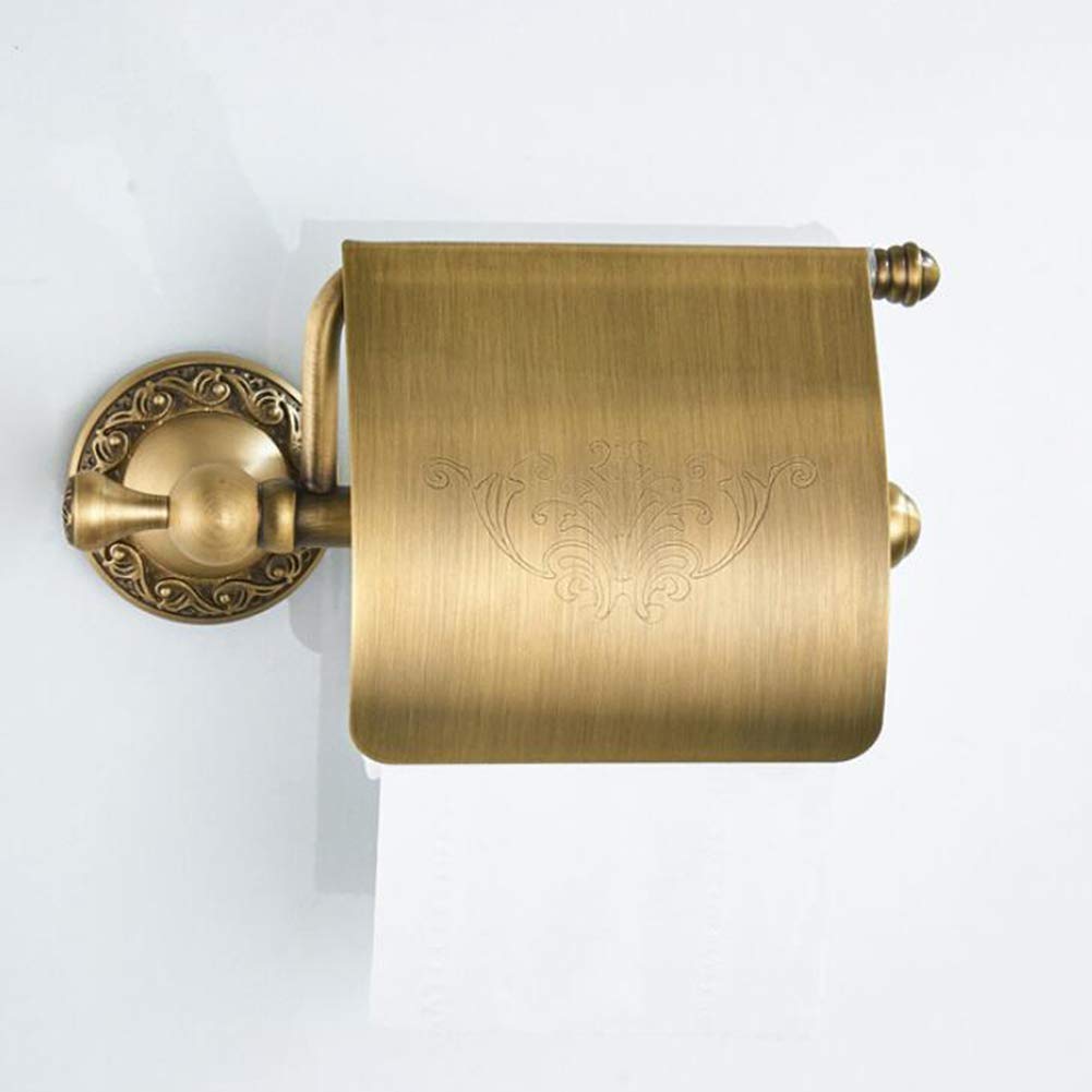Antik Toilettenbürstenhalter mit Bürste und Keramik Becher WC-Bürstenhalter Klobürstenhalter aus Messing - zur Wandmontage Bohren