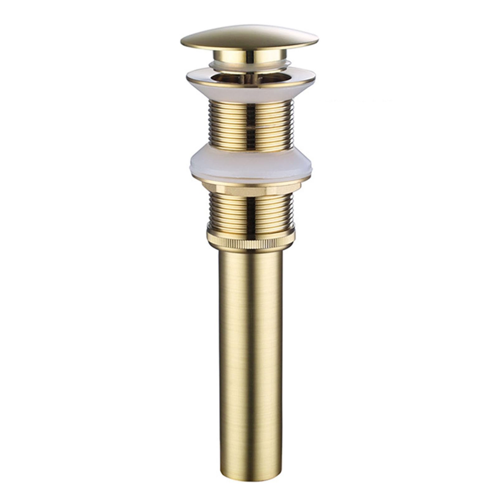 VáLvula Para Lavabo Clic Clac Válvula Tapon Pop Up Lavabo Pop Up Universal Desague Lavabo Válvula De Drenaje De Rebote De Cobre,Oro Cepillado B,Sin Agujero De Desbordamiento