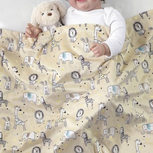 Image of CREVENT Cozy Soft and Warm Mink Baby Blanket, Gift Packing with Ribbon for Newborn Infant Toddler's Crib Cot Stroller, for All Season Use (30 inchX40 inch Zoo)