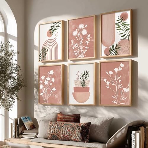 Image of kotart Painting Boho Wall Art Home Decoration Paintings With Frame For Living Room Bed Room Hotel Wall Decor Digital Reprint Set Of 6 (Art-1, 19x25 inch)