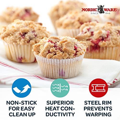 Nordic Ware Naturals Non-Stick 12 Cavity Muffin Pan, Cupcake Tray with Superior Heat Conductivity - Image 3