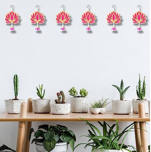 Image of True Decor Jhumka Lotus Decoration Items Temple Decoration Items Wall Hangings for Diwali Decoration Pack of 6