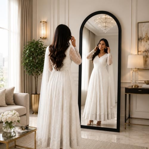 Image of Creative Arts n Frames 45X150 CM Full Length Dressing Chevel Long Strong Framed HD Mirror for Bedroom Living Room Home Office (Classic Black 18x60 inch Full Length Framed Arch HD Mirror)