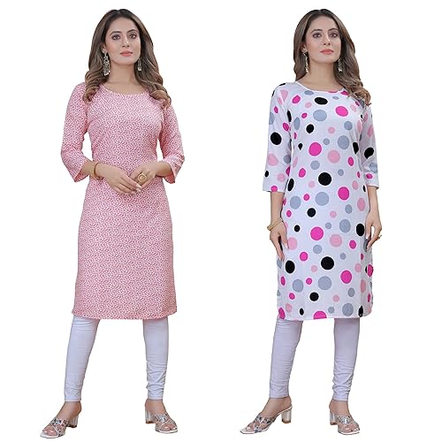 Image of Women's Multicolor Stylish Crepe Kurta||Pack of 2 Kurta||Kurta for Women