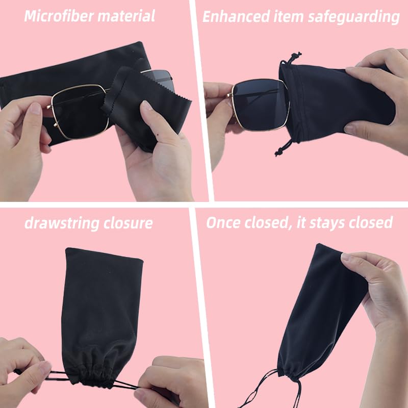 Image of TKYZMS 8-Pcs Eyeglass Pouch Set with 2 Microfiber Cleaning Cloths-Soft Sunglasses Case,Travel Glasses Case,Sunglass Sleeve,Storage Bag for Eyeglasses,Sunglasses,Watch,Jewelry & Smartphone