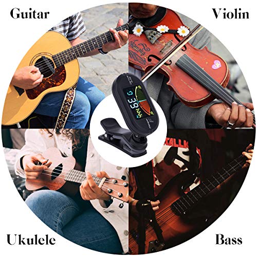 Guitar Tuner Capo Set, Clip on Digital Electronic Tuner for Guitar with Guitar Capo